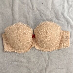 Victoria's Secret Lace Strapless Bra in Tan